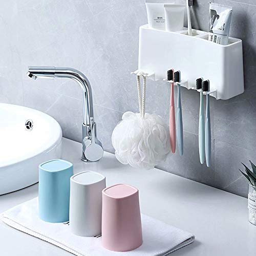 Toothbrush Holder, Wall Mounted Bathroom RV Accessories Organizer with 3 Cups for Electric Toothbrush Toothpaste Combs Razors Eyebrow Trimmers Facial Cleansers Storage