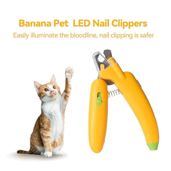 LED Pet Nail Clippers,Upgrade Cat Nail Clipper with Light,Cat Claw Trimmer Nail Clippers for Dogs,Safety Guard, Avoid Over-Cutting (Yellow)-RFPJdutT
