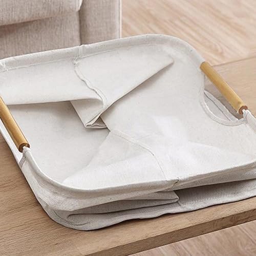 Large Laundry Basket, 9.5 Gallons High Capacity Cube Shaped Foldable Tear-Resistant Large Storage Basket,Wooden Handle Thickened Fabric Fabric Laundry Hampers for Laundry Room Bathroom - image 5