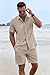 COOFANDY Men's Shirt and Short Sets Cruise Outfits for Men, khaki, Medium