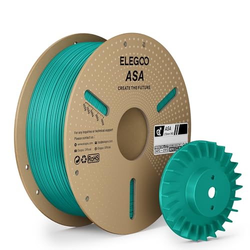 ELEGOO ASA Filament 1.75mm Teal Green 1KG UV & Weather Resistant 3D Printer Filament for Outdoor Functional Parts High Impact Strength Engineering Grad 1kg Spool (2.2lbs) Fit for FDM Printers