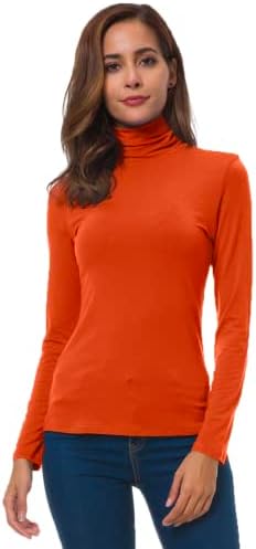Women Long Sleeve Turtleneck Slim Fitted Based Layer Lightweight Active Shirt Pullover Tops
