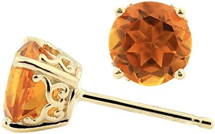 Solid 14k Yellow Gold Citrine Stud Earrings (6mm, 1.4cttw)