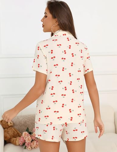 Image of Anjue Womens Pajamas Set Short Sleeve Button Down Soft Pj Sets S-XXL | V neck,Pyjamas,Modal,Wedding,Pijamas de mujer,Bridal party,,Viscose,Knit,Cute,Lounge,Lightweight,Nursing,Holidays