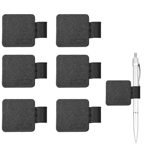 ZOKJSW Portalápices Cuero Autoadhesivo Soporte elástico para bolígrafo Rectangular Tableta computadora Diario Calendario Cuaderno 6 Piezas