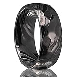 Concept Knight Golden/Black Damascus Steel Rings for Men Women 8mm Men's Wedding Bands Classic Fashion Comfortable Fit Suitable for Couples Dating and Engagement (8mm black, 9.5)