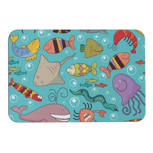 サメ 魚柄 カーペット 絨毯 足元マット 寝室 ホームデコレーションリビングルーム用 洗える 防音 滑り止め付 軽量 長方形