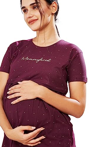 Image of Pastel Clip Women Cotton Star Printed Relaxed Maternity Night Suits for Women Feeding 7002-7003