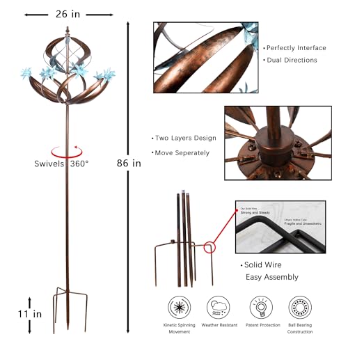 Winwindspinner Wind Spinners Outdoor Metal - 86" Height Extra Large Kinetic Wind Spinner Sculpture for Yard and Garden, Ideal Gifts for Birthday, Anniversary and Housewarming by WinWindSpinner - Image 5