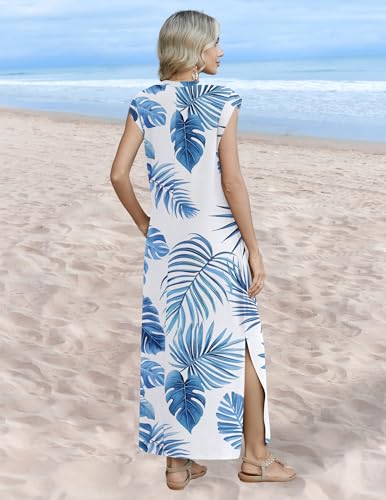 Image of Zeagoo Summer Dresses for Women 2026 Long Maxi Sundresses Loose Split Wrinkle-Free Beach Travel Vacation Clothes
