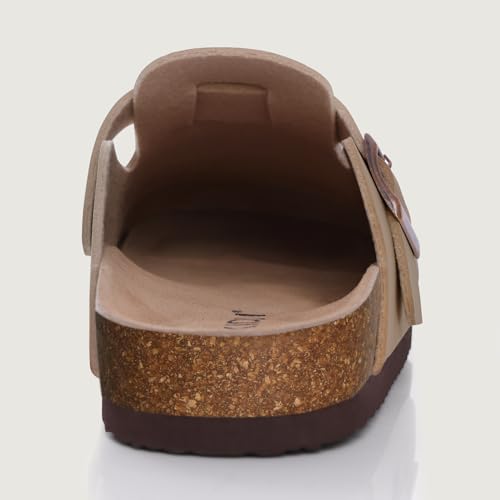 Image of KIDMI Unisex Vegan Suede Clogs Leather Mules Womens Mens Cork Footbed Potato Shoes with Arch Support