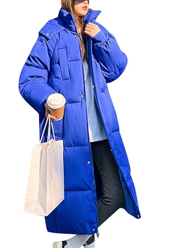 EFOFEI Women's Heavyweight Ankle Length Solid Color Puffer Jacket Winter Basic Coats Loose Fit Workout Parka