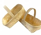 Wooden Basket Farm Stand 2 Quart Handled Natural, Woven, for Collecting Produce Use as a Decorative Planter, or Make a Gift 2 Pack