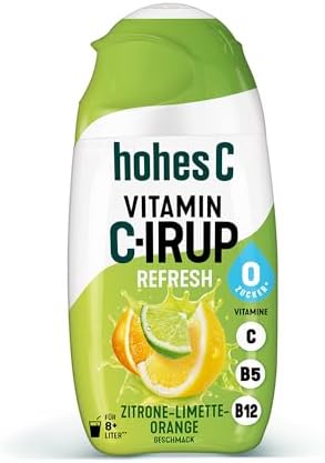 hohes C Vitamin C-IRUP Refresh, Zitrone-Limette-Orangen-Geschmack, 1 x 65ml für ca. 8 Liter Fertiggetränk, mit Vitamin B12, B5 und Vitamin C, ohne zugesetzten Zucker & Caloriefree