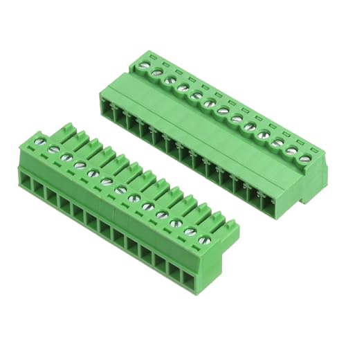 Image of sourcing map 1 Set 13 Pin 3.81mm Pitch PCB Mount Screw Terminal Block Connector, Right Angle Pluggable Plug for DIY Electronics Audio Power Modules 26-16AWG Cable