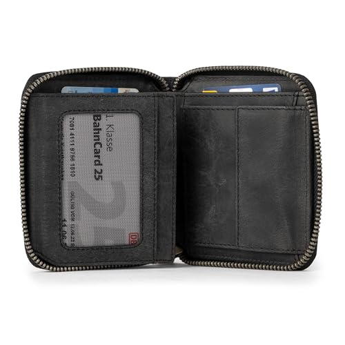 Image of BERLINER BAGS Full Grain Leather Small Wallet Women Palermo, Gift Box, Dark Grey