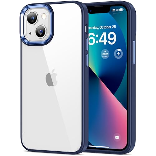 Image of HOOMIL Case for iPhone 13 Mini 5.4-Inch, Non-Yellowing, Drop Protection, Anti-Scratch Transparent Hard Back Phone Cover - Blue