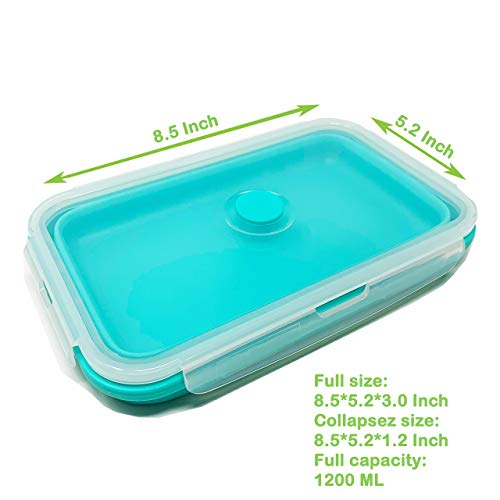 Set Of 4 Collapsible Silicone Food Storage Container, Leftover Meal Box For Kitchen, Bento Lunch Boxes, Bpa Free, Microwave, Dishwasher And Freezer Safe. Foldable Design Saves Your Space. #TOP4