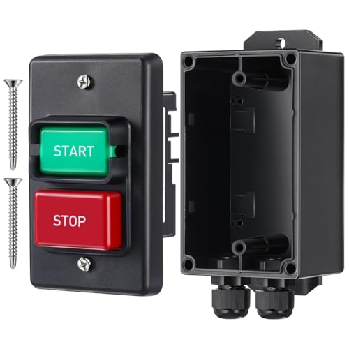 Akfldms Interruptor de Encendido/Apagado Monofásico de Doble Voltaje de 120 V/220 V/380 V con Caja de Interruptores Profunda, para de Mesa, Taladro de Columna y de Banco.