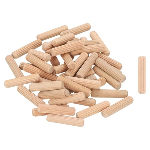 uxcell 300Pcs 1/3" x 1-3/8" Wooden Dowel Pins, Wood Dowels Rods, Furniture Woodworking Grooved Fluted Pin, Wooden Dowels Fluted for Craft, DIY Projects