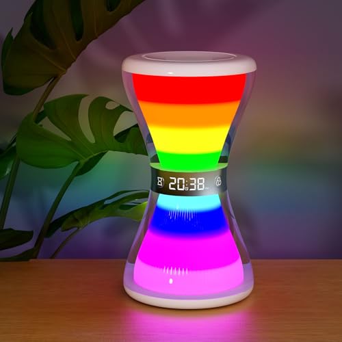 AFEXOA Reveil Lumineux, Réveil Numérique avec Veilleuse Multicolore, 5 à 90 Minutes Sablier Minuteur, Réveil Matin avec Fonction Snooze et 7 Sonneries,...