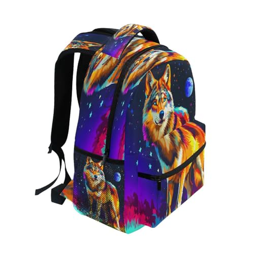 Funny Wolf Moon Backpack for School Boys Girls Adults Kids Bookbag Laptop Bag 15L2