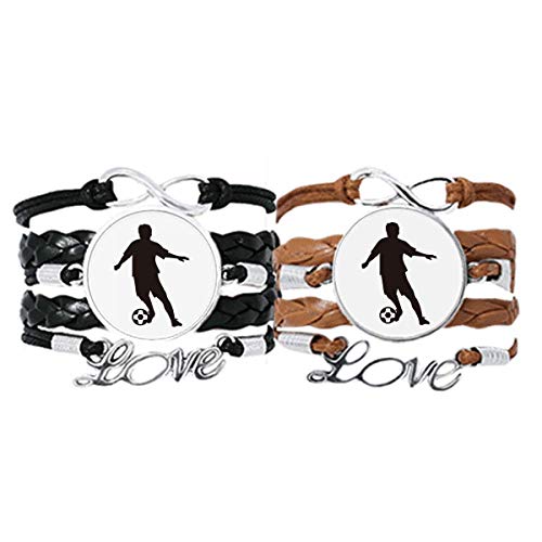 Pulsera de fútbol DIYthinker en cuerda de cuero ajustable para parejas de deportistas