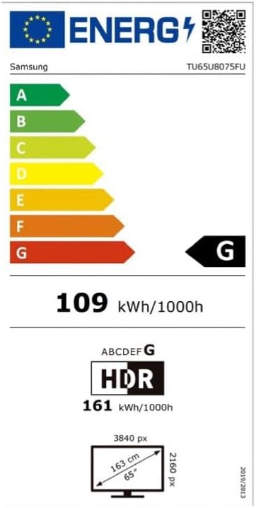 Samsung TV 65 Pulgadas Crystal UHD U8075F 4K Smart TV, Colores increíbles con Crystal Processor 4K, Escucha Todos los Altavoces con Q-Symphony, Datos protegidos Knox Security y Gaming Hub 13