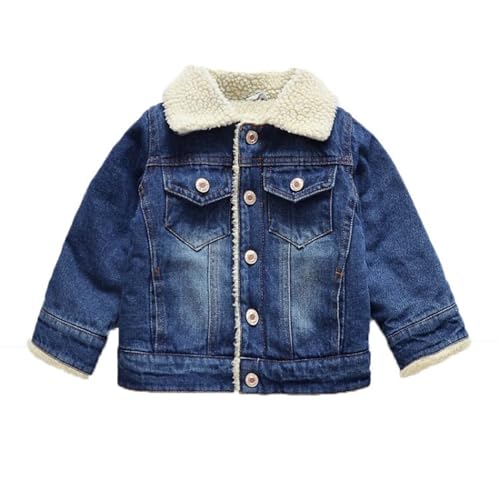 Toddler Kids Denim Jacket Long Sleeve Lapel Collar Button Up Plush Denim Coat Girls Casual Slim Fit School Daily Wear