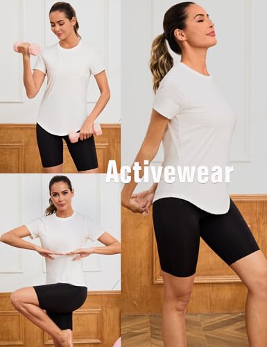 Wayleb Camiseta Deportivo Mujer Camiseta de Manga Corta Camiseta de Secado Rápido Camisetas de Malla Mujer Yoga Fitness Top Ropa Deportiva