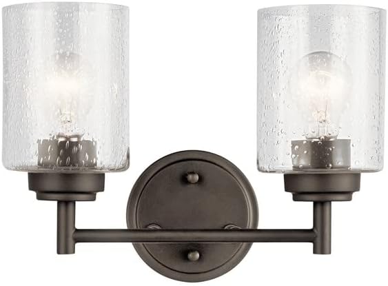 DYSMIO Wall Vanity Light - 3-Light Fixture with Crystal Clear Seeded Glass Shades - Modern Wall Sconce Lighting for Bathroom, Kitchen, Hallway, Home - with Mounting Hardware - Brushed Nickel