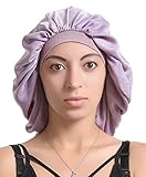 Satin Silk Bonnet Sleep Cap - Purple Soft Extra Large Wide Band S Women Night Hat For Long Curly Natural Hair Cap Salon Silk Scarf Chemo Patient Slouch Slouchy, Christmas Santa Day Gifts For Women