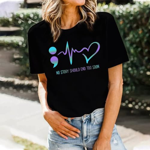 Women Suicide Awareness Shirts Suicide Prevention Shirt Teal and Purple Ribbon T-Shirts4