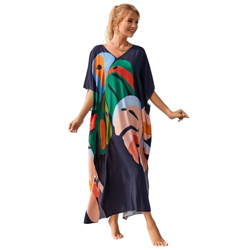 Image of Miss Lavish London Long Kaftan Dress for Women - Summer Printed Plus Size Maxi Caftan