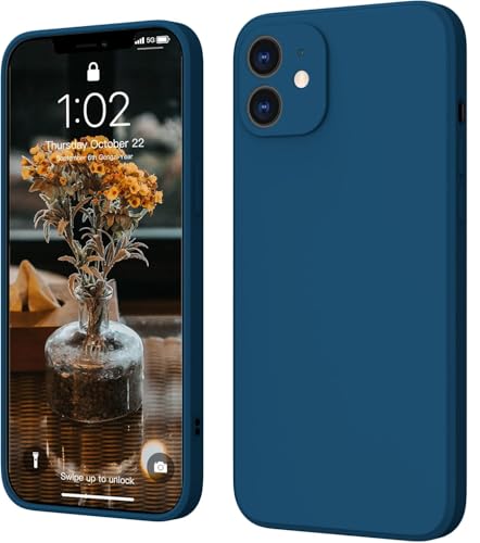 Image of DIZORO Square Candy Liquid Silicone iPhone Case Cover for iPhone 12, All Cube Series with Microfiber Lining Compatible iPhone 12 (6.1 inch) (Cosmos)