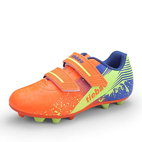 MiFeloo Kids Football Boots Outdoor Sport HG/AG Sneakers Boys Girls Artificial Ground Soccer Cleats Trainning Shoes Orange US 2