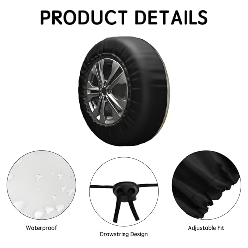 Image of Nature Mountain Land Spare Tire Cover Compass Wheel Covers 15 Inch | Earthy Yellow，Polyester，Protectors Tire Cover，Waterproof，Dust-Proof，Universal，Fit for RV Jeep SUV Motor Travel Camper Tires