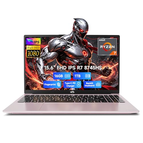 Image of NIMO 15.6 inch AI-Ready Light Gaming Laptop, AMD Ryzen 7 8745HS Radeon 780M(up to 4.9GHz), 16GB DDR5 1TB SSD, USB4 100W USB-C PD for Creative Projects, College, Remote AI Work, 2-Yr Warranty Fingerprint