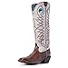 Produktbild ARIAT Damen Cowboy Stiefel Round UP BUCKARO Westernreitstiefel Lederstiefel Braun (Brown White, Numeric_37_Point_5)