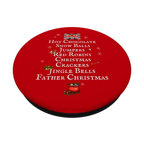 BRITISH CHRISTMAS LIST, UNION JACK FLAG UK, UNITED KINGDOM PopSockets Swappable PopGrip, Black - Image 2