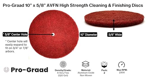 Image of 2 Pack 10 inch x 5 /8 inch Very Fine (AVFN) High Strength Non-Woven Buffing, Blending, Cleaning, Light Deburring & Finishing Discs, 28074, Pack of 2