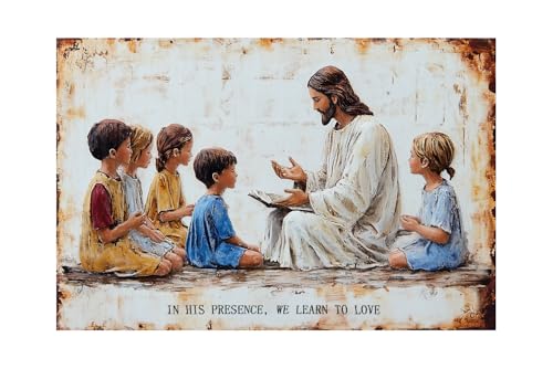 Korrazi Jesus-Sign Christian-Poster Wall-Art Bible-Décor, Guiding Kids, Watercolor Religious Faith for Bedroom Living Room Dining Room Church Home 8 X 12 Inch