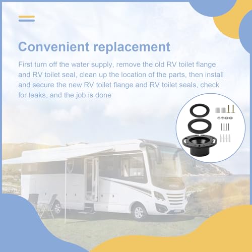 Image of 385345892 RV Toilet Seal Kit 3 Inch Socket Flange Kit Compatible with Do-Metic 300 310 320 Replacement for 385345892 34120 12524 Sealand 510 511H 2010 2011 Combo Kit Durable RV Toilet Accessory