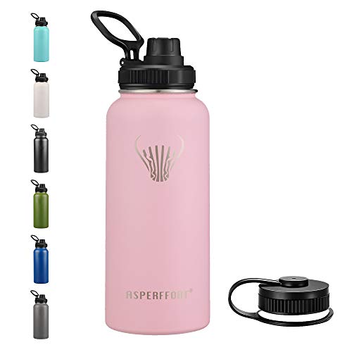 Stainless Steel Water Bottle With Straw Lid Double Walled Vacuum Insulated Metal Thermos Flask Leakproof 32OZ Pink