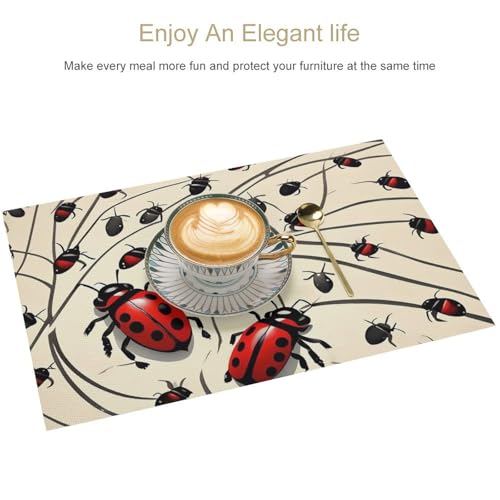 Sets de table coccinelle antidérapants pour repas en terrasse - 4