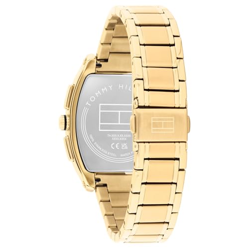 Image of Tommy Hilfiger Th-Oxford with Black Dial Gold Stainless Steel Strap Watch for Men - TH1710764