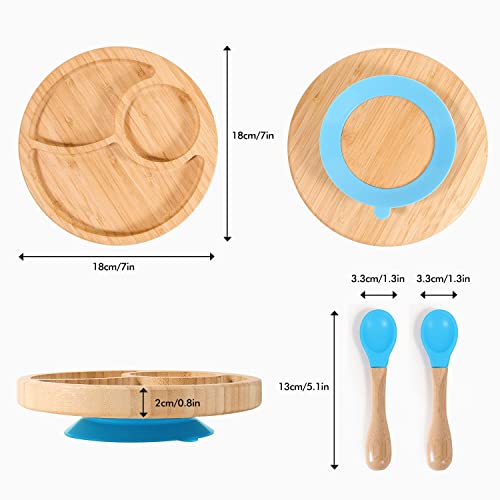 Conjunto Placa SucçãO Bambu, Garfo E Colher De Tigela De Bebê De Bambu, Pontas Garfo De Colher De Si
