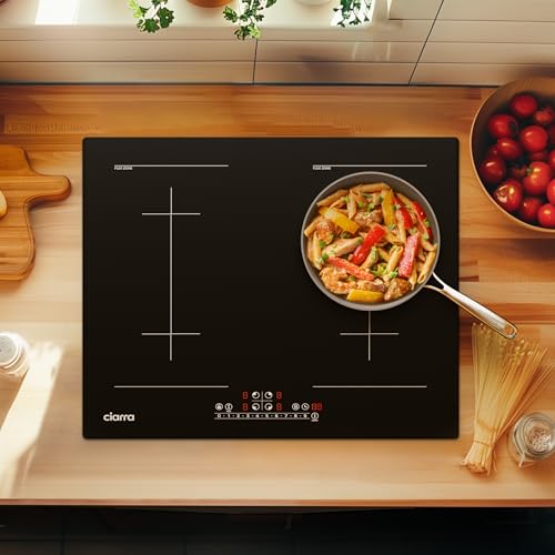 Foto von CIARRA CBBIH4BFF 4 Zonen Einbau Induktionskochfeld mit Zwei Flexzonen Power Booster Touch-Bedienung Kochfeld Induktion 4 Platten 9 Leistungsstufen Induktionskochplatte 60cm 7200W