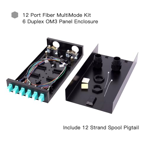Image of 6Port Wall Mount Fiber Enclosure with Spool LC-MM OM3 Multimode Kit (Includes 1 Meter 12 Strand LC-UPC OM3 Pigtail and 6 Port Duplex LGX Loaded Panel)