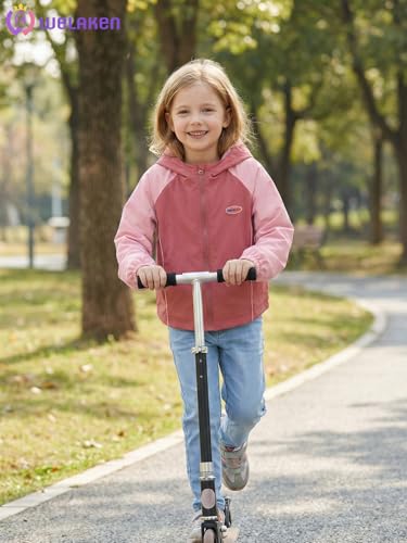 Image of WELAKEN Lightweight Jacket for Girls Kid Teen Waterproof Windbreaker Hooded Rain Coats with Pockets
